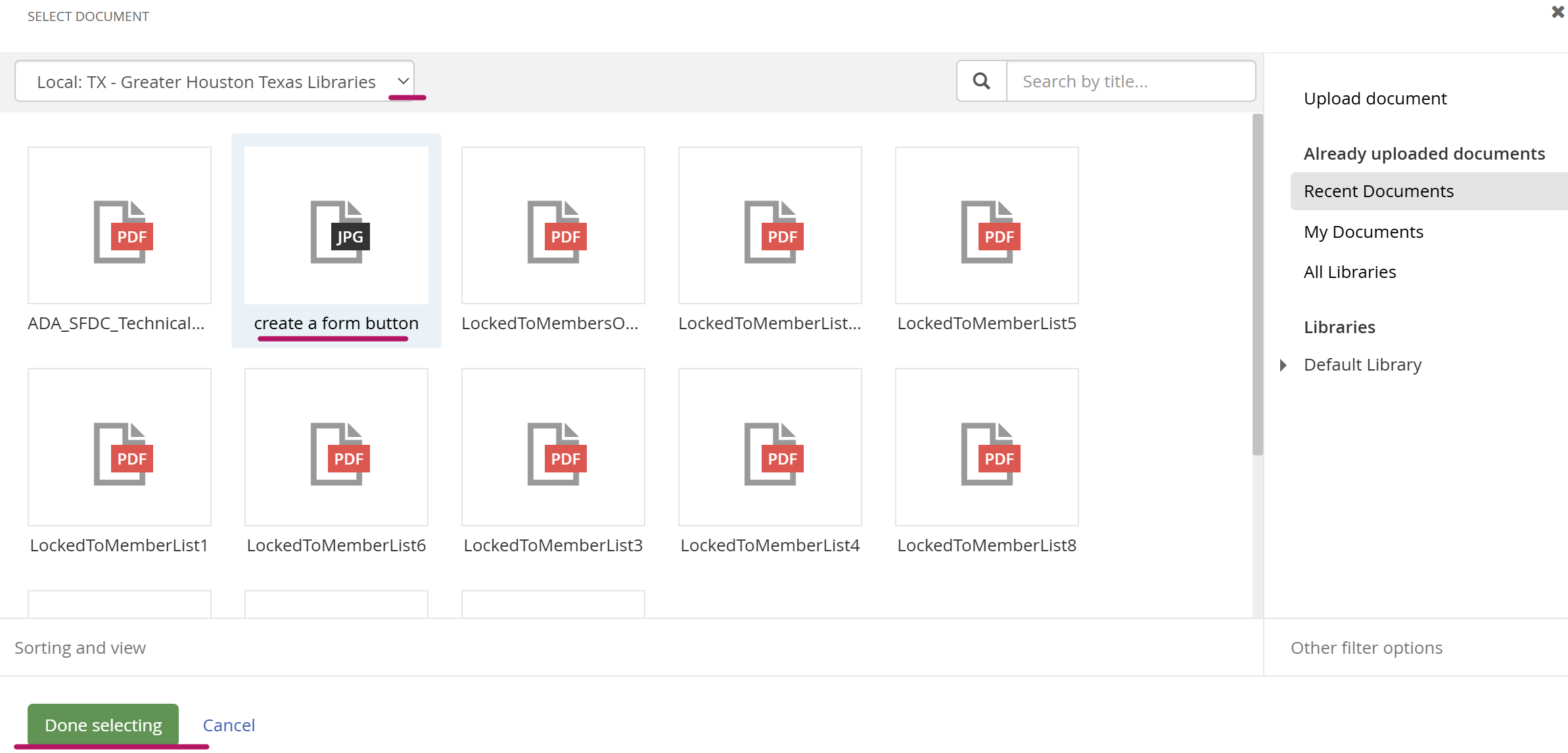 select library file done selecting