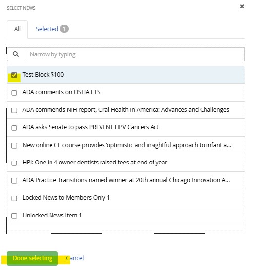check the news file you wish to add and click done