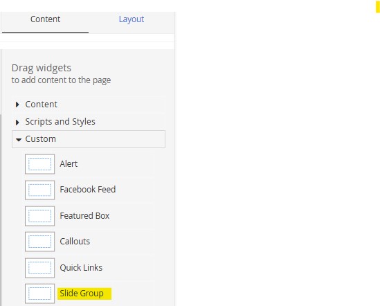 widget slide group drag and drop
