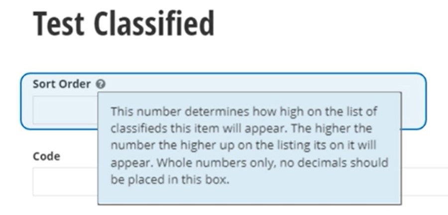 Classified sort order