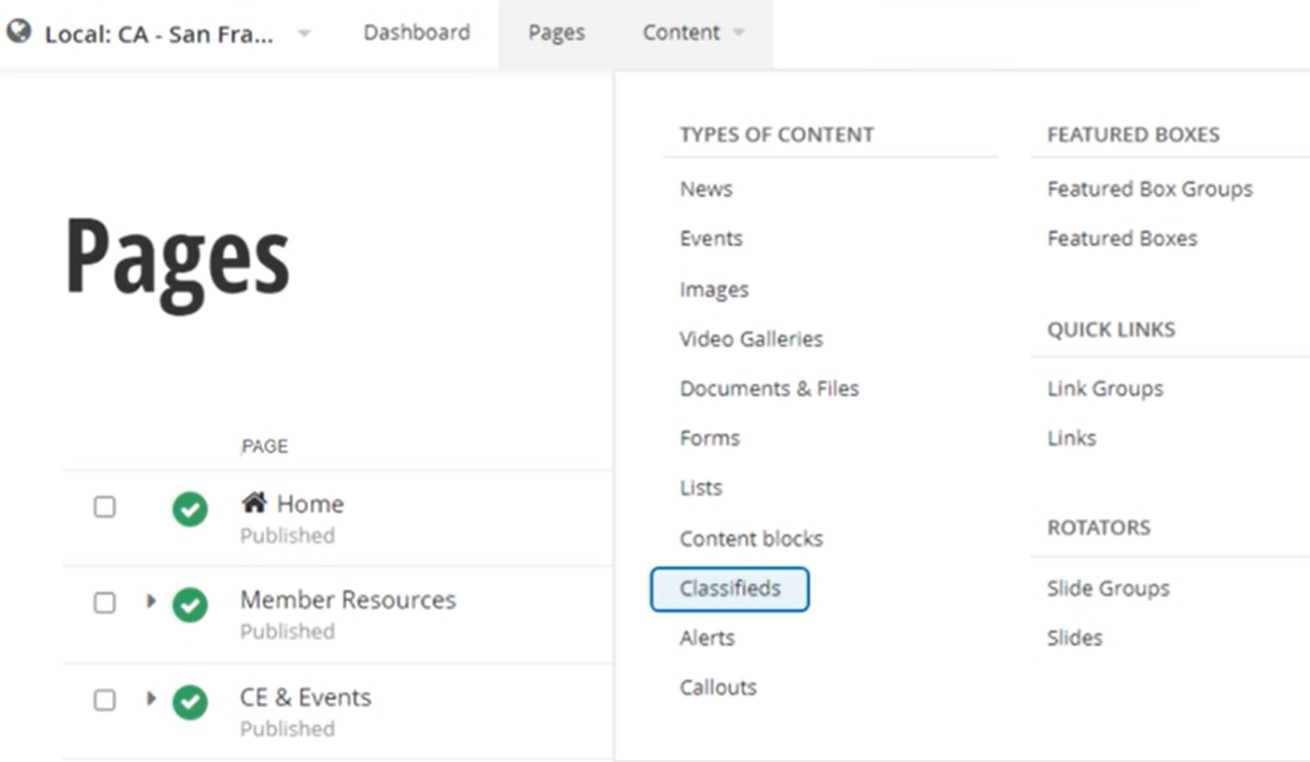 content classifieds