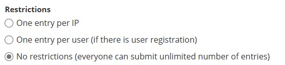 form settings no restrictions recommended