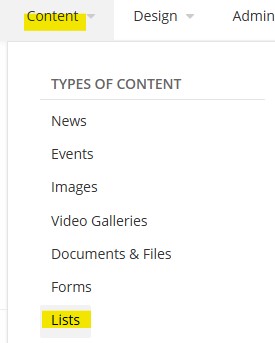 content lists