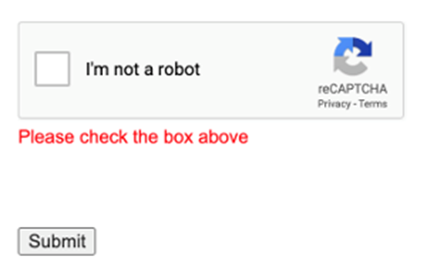 Google reCAPTCHA required message