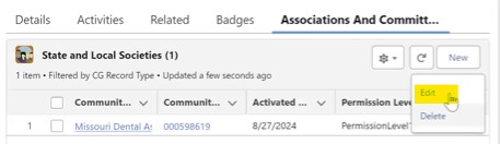 Remove contact from list permissions hover over arrow and edit