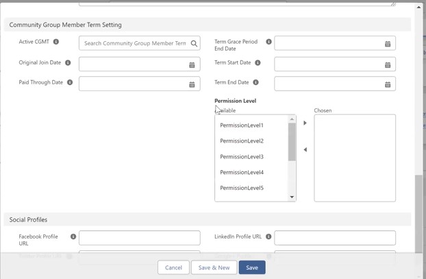 Community group member term setting select appropriate permission level from the list