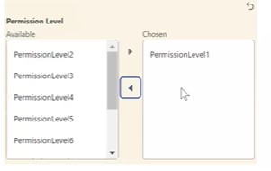 After clicking left arrow the chosen permission level has moved to available