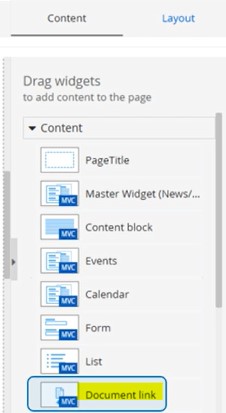 widget document link