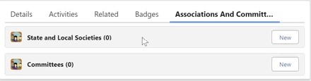 Contact associations state and local societies click new button