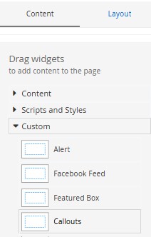 content widget custom callouts
